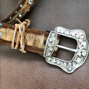 Accessories - Leather pony hair silver buckle belt Accessories - Leather pony hair silver buckle belt